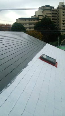 スレート瓦　屋根　シリコン塗装３