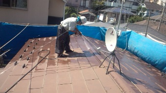 高圧洗浄　屋根塗装