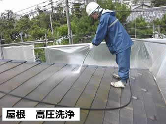 屋根　高圧洗浄①